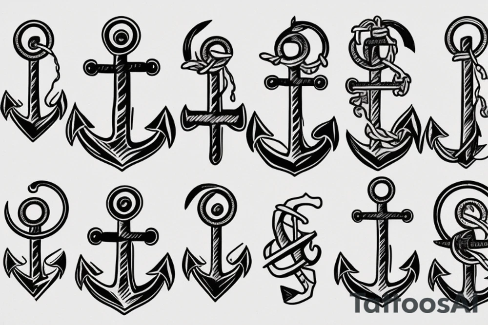 little tattoos of anchor in old school style tattoo idea