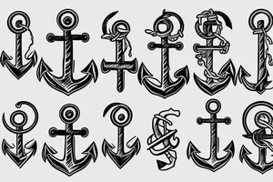 little tattoos of anchor in old school style tattoo idea