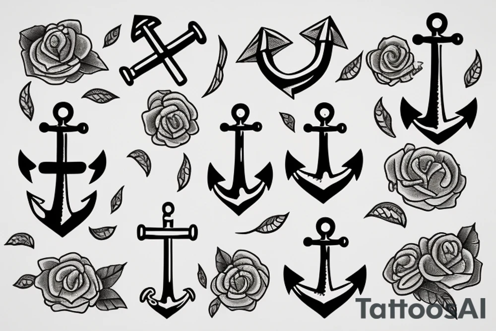 little tattoos of anchor in old school style tattoo idea