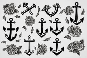 little tattoos of anchor in old school style tattoo idea