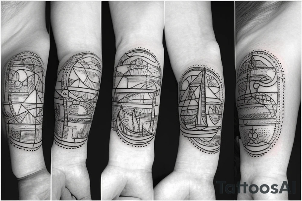 little tattoos of ship in old school style tattoo idea
