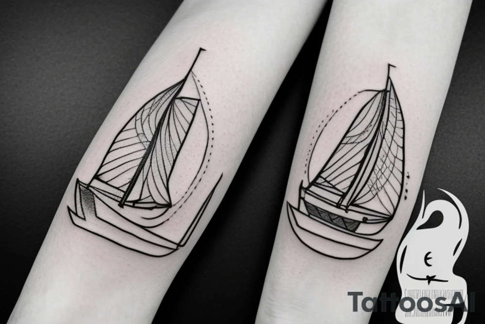 little tattoos of ship in old school style tattoo idea