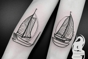 little tattoos of ship in old school style tattoo idea