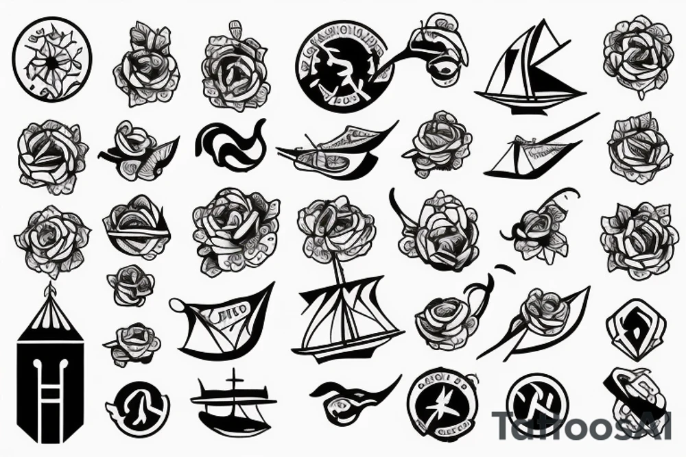 little tattoos of ship in old school style tattoo idea