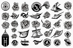 little tattoos of ship in old school style tattoo idea