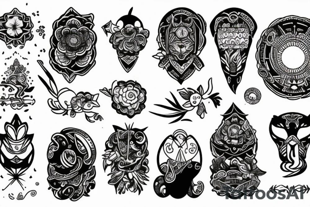 little tattoos of katata in old school style tattoo idea