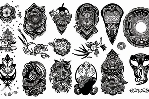 little tattoos of katata in old school style tattoo idea