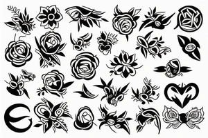 little tattoos of katata in old school style tattoo idea