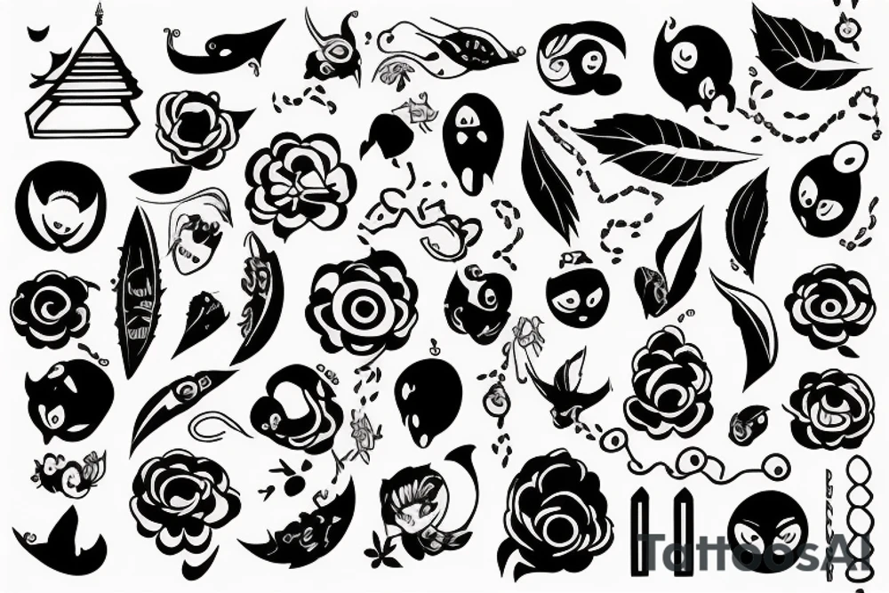 little tattoos of katata in old school style tattoo idea