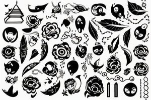 little tattoos of katata in old school style tattoo idea
