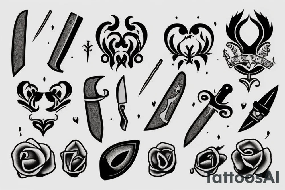 little tattoos of knife in old school style tattoo idea