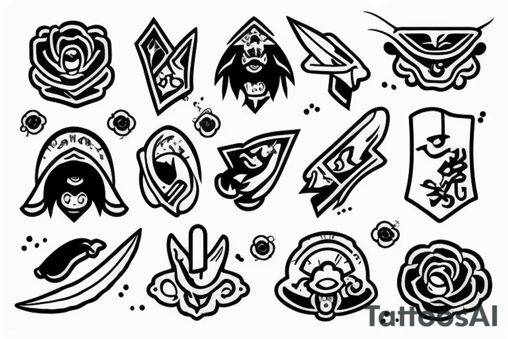 little tattoos of japanese knife in old school style tattoo idea