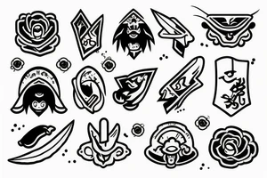 little tattoos of japanese knife in old school style tattoo idea