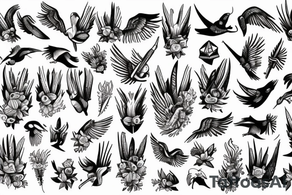 little tattoos of hummer in old school style tattoo idea