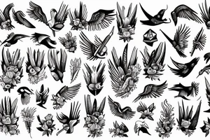 little tattoos of hummer in old school style tattoo idea