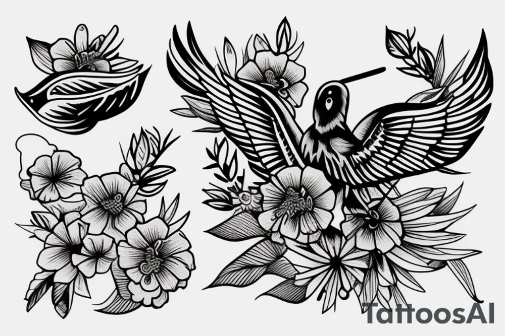 little tattoos of hummer in old school style tattoo idea