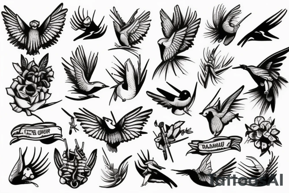 little tattoos of hummer in old school style tattoo idea