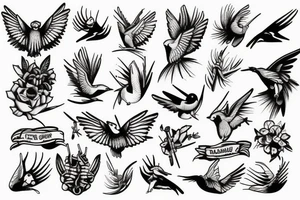 little tattoos of hummer in old school style tattoo idea