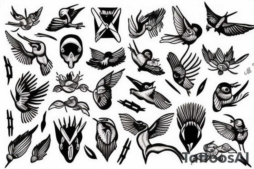 little tattoos of hummer in old school style tattoo idea
