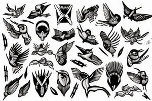 little tattoos of hummer in old school style tattoo idea