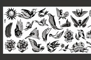 little tattoos of hummer in old school style tattoo idea