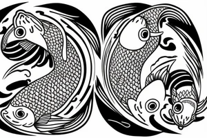 Yin and yang koi fish fine line tatoo tattoo idea