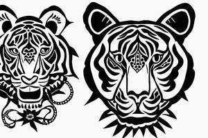 Moving tiger tattoo with poppy flowers and larkspur flowers tattoo idea