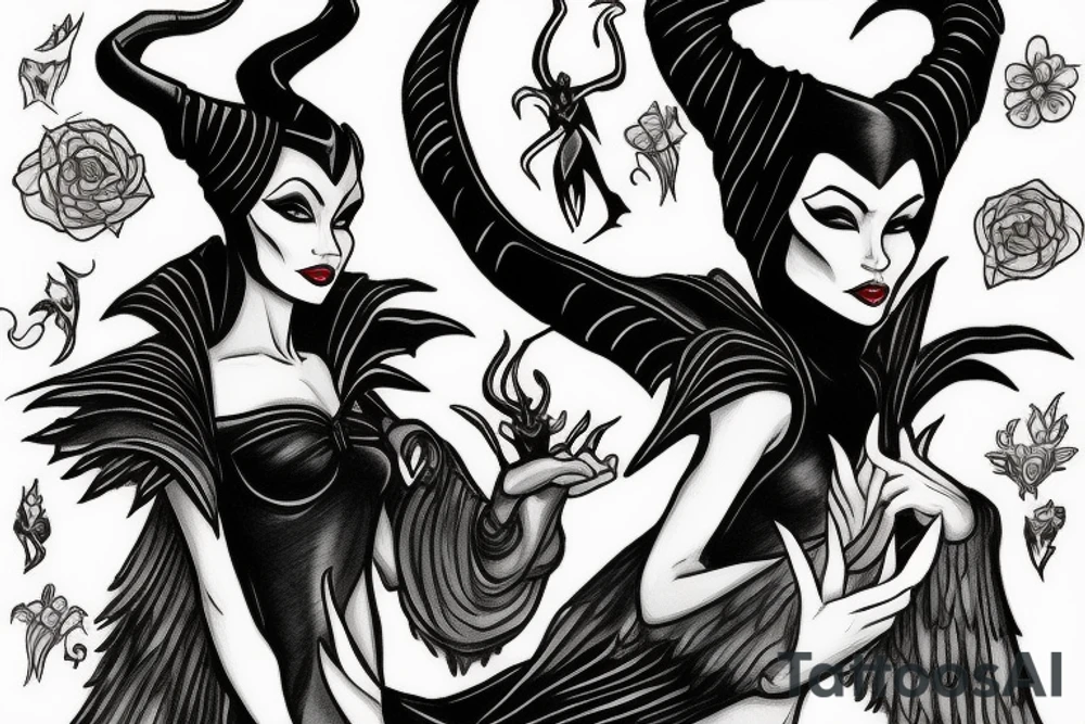 Maleficent without wings tattoo idea