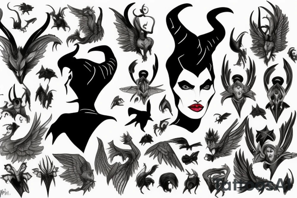Maleficent without wings tattoo idea