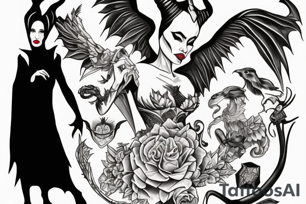Maleficent without wings tattoo idea