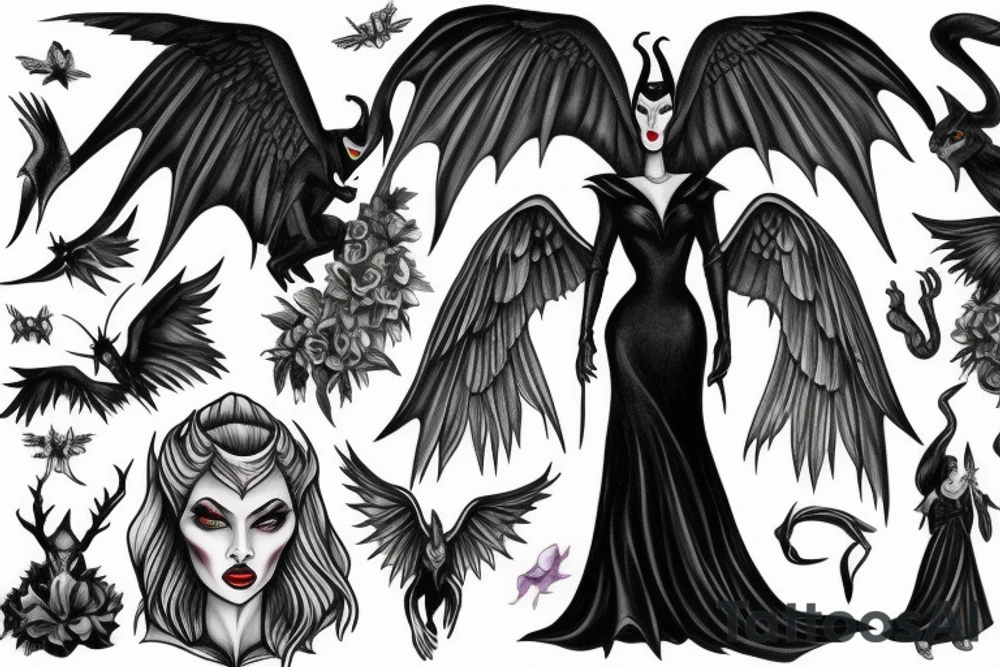 Maleficent without wings tattoo idea