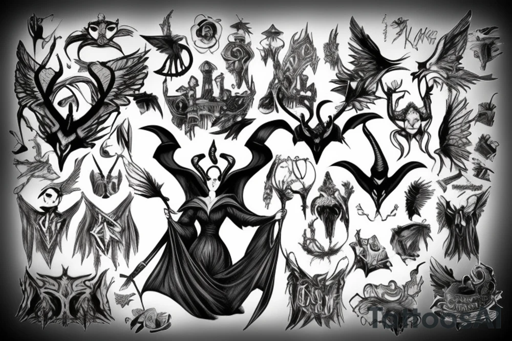 Maleficent without wings tattoo idea