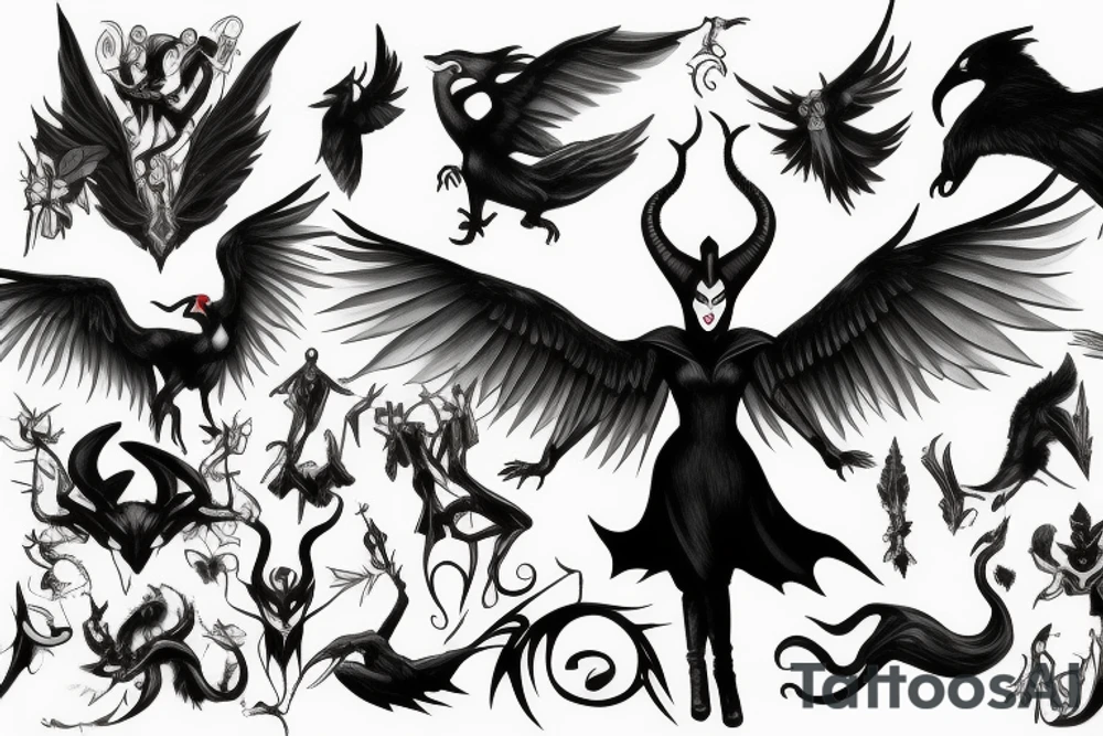 Maleficent without wings tattoo idea