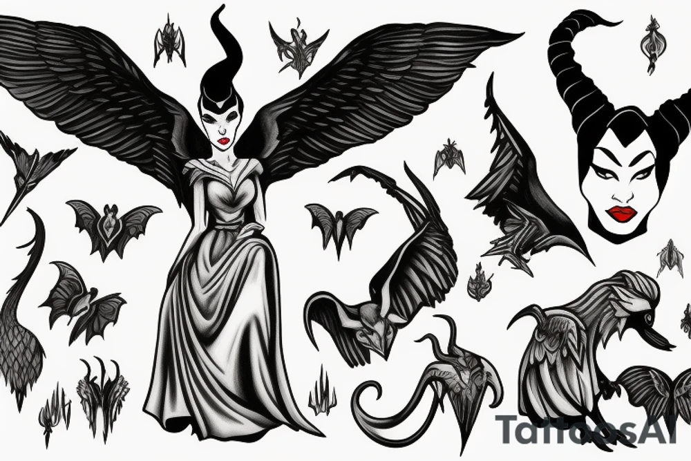 Maleficent without wings tattoo idea