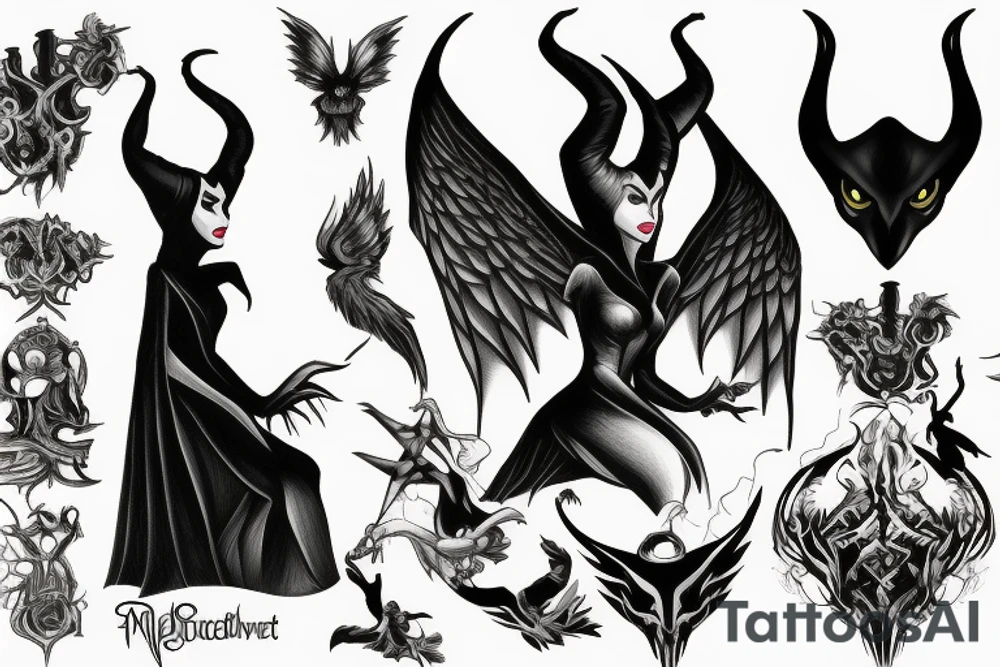 Maleficent without wings tattoo idea