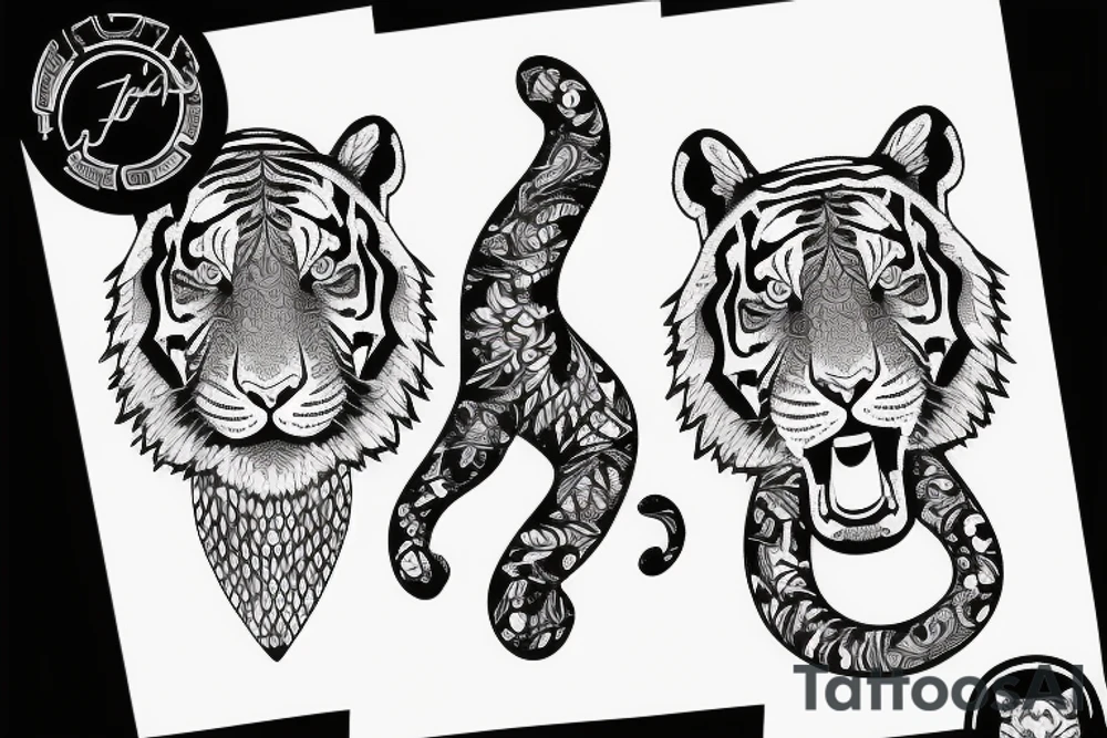 Tiger walking towards you tattoo idea