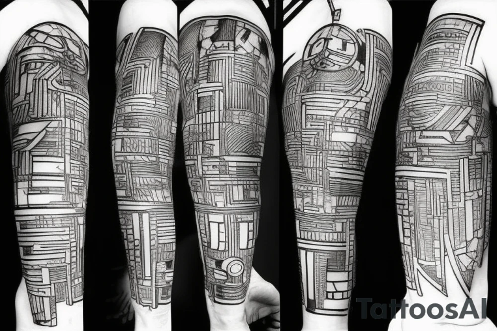Cyberpunk line tattoo design tattoo idea