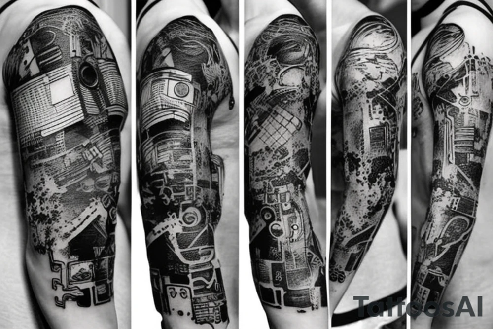 Cyberpunk line tattoo design tattoo idea