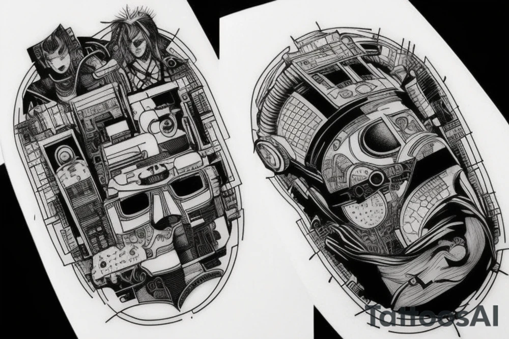 Cyberpunk line tattoo design tattoo idea