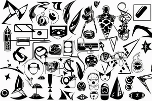 cyber lines and shapes tattoo idea