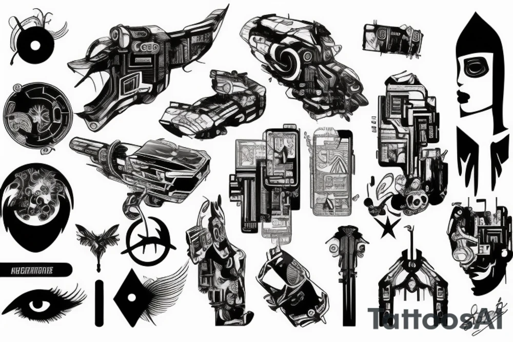 cyberpunk lines tattoo idea