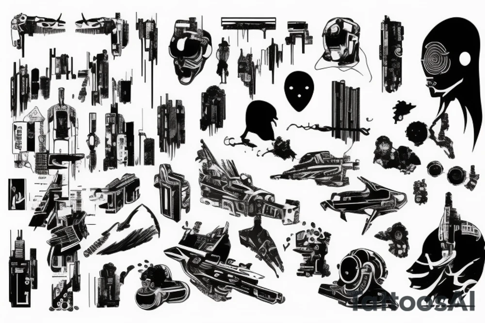 cyberpunk lines tattoo idea