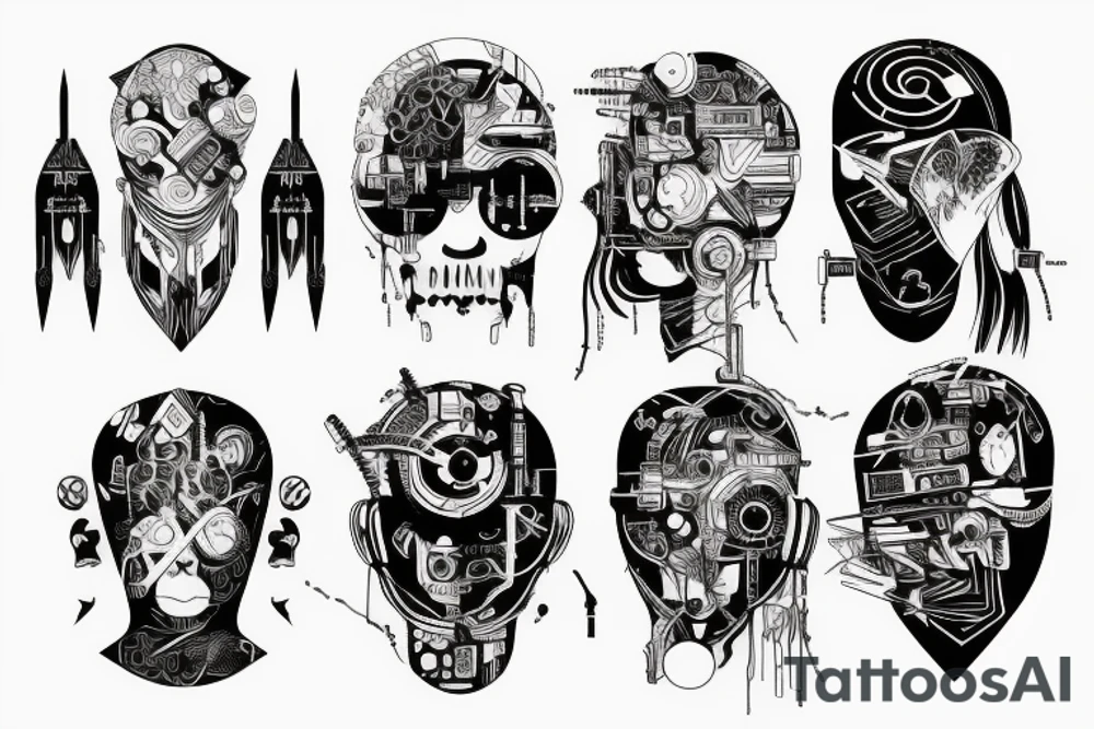 cyberpunk lines tattoo idea