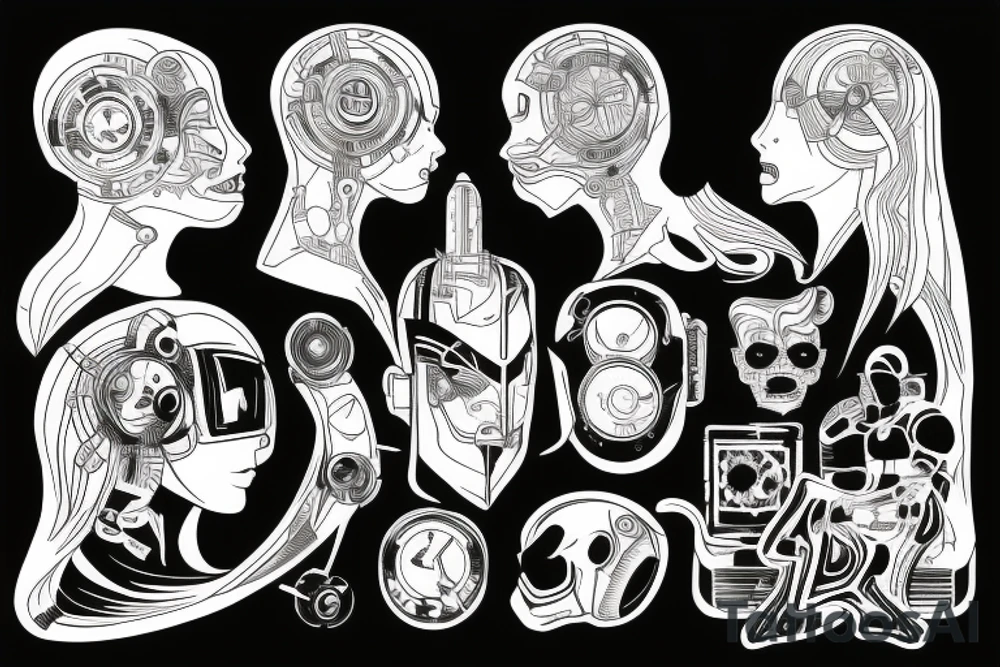 cyberpunk lines tattoo idea