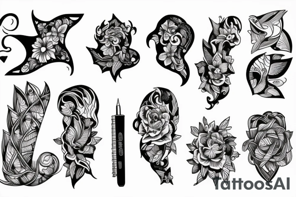 digital line art tattoo idea