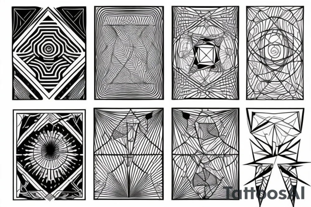 geometric digital design blackwork tattoo idea