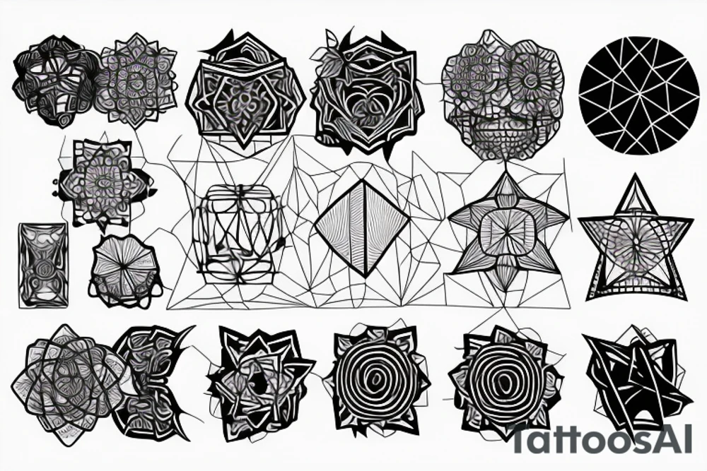 geometric digital design blackwork tattoo idea