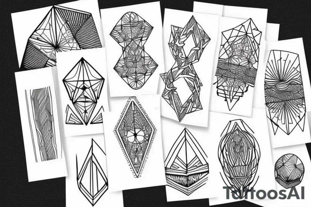 geometric digital design blackwork line art tattoo idea