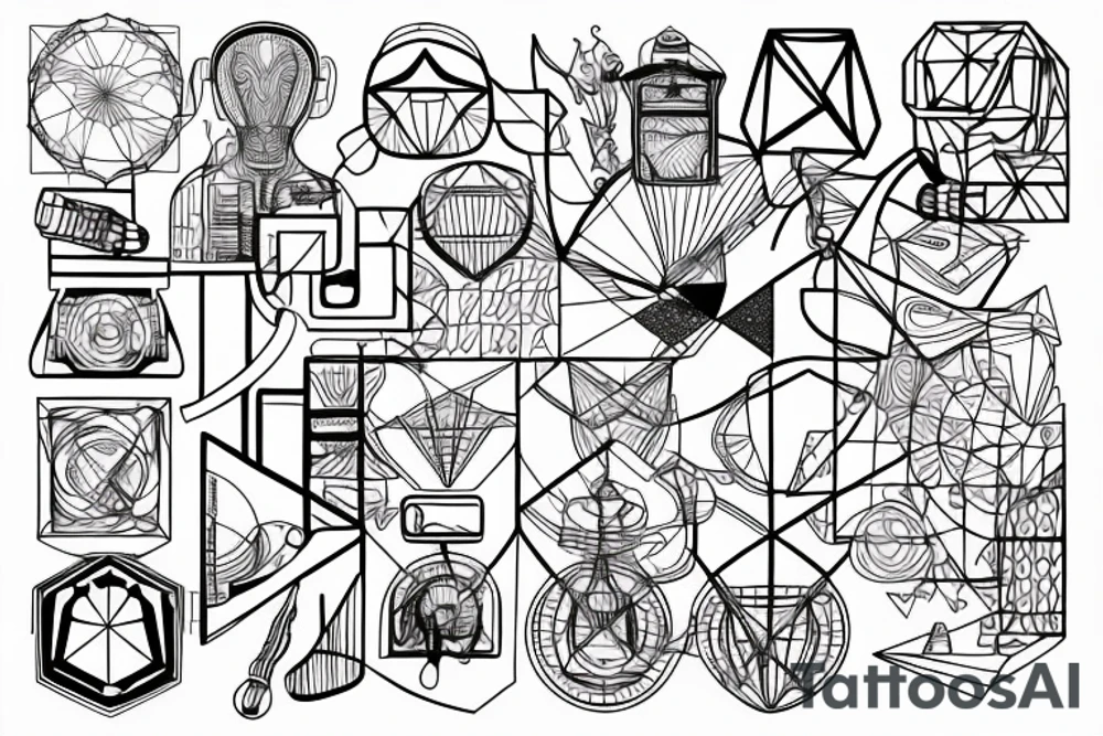 geometric motherboard digital design blackwork line art tattoo idea