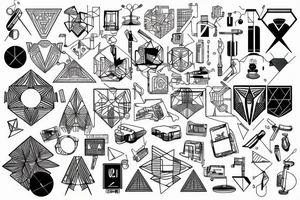 geometric motherboard digital design blackwork line art tattoo idea